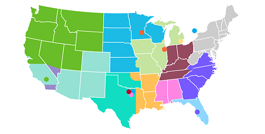 Map showing territories